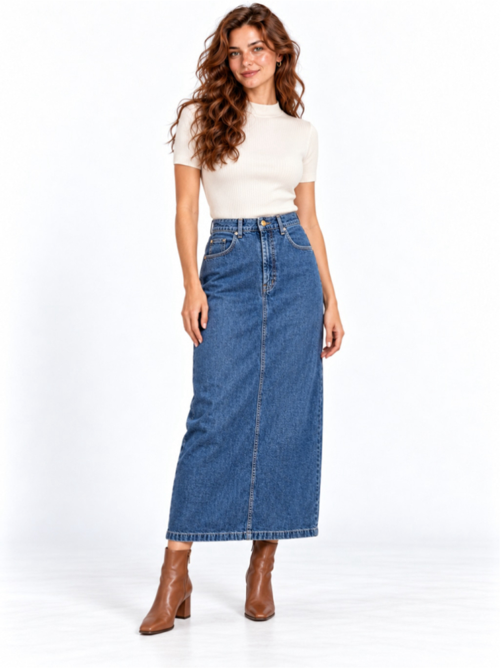 Vintage 80s/90s French Dressing Denim Maxi Skirt 8 Rigid Cotton Made in Canada